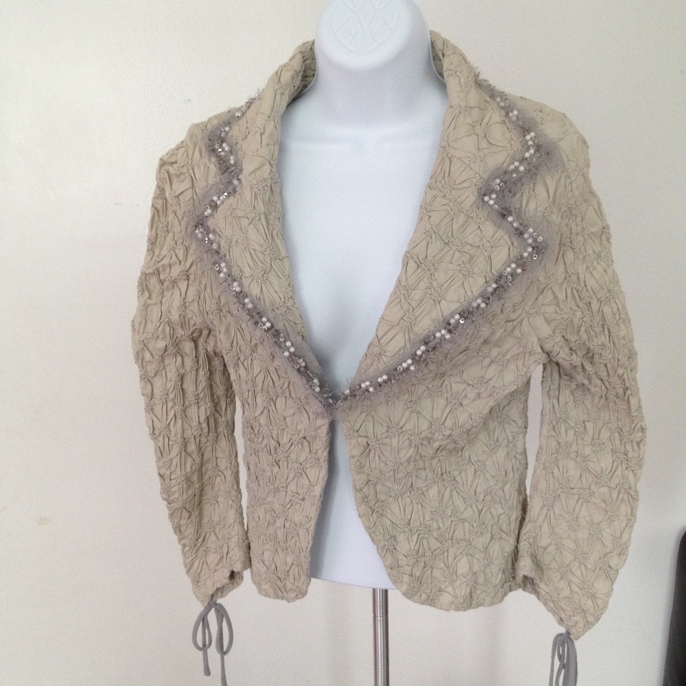 Ariella silver/off white dressy blazer( bridal)